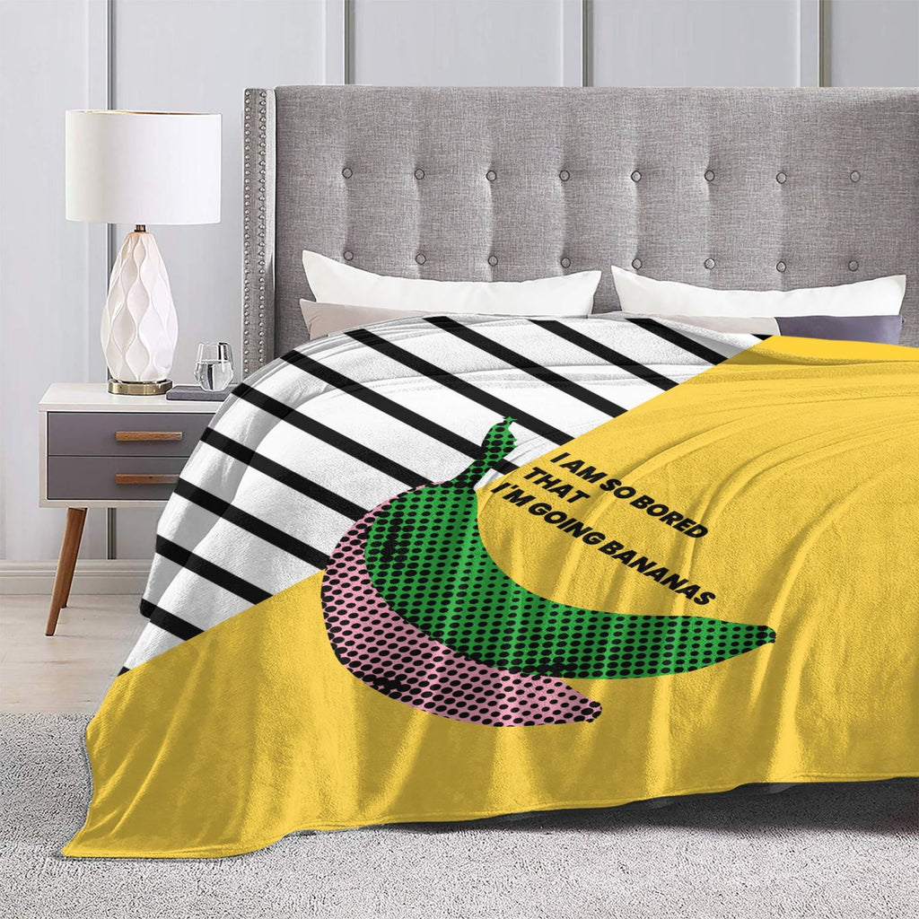 Personalized Poppy Banana Print Blanket Ultra-Soft Microfleece Cozy Fleece Throw