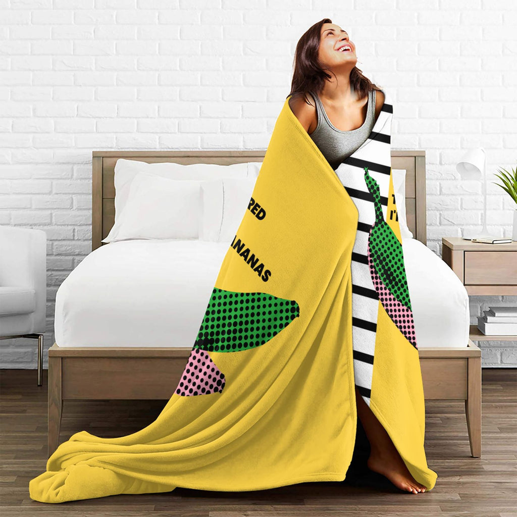 Personalized Poppy Banana Print Blanket Ultra-Soft Microfleece Cozy Fleece Throw