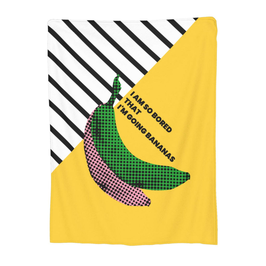 Personalized Poppy Banana Print Blanket Ultra-Soft Microfleece Cozy Fleece Throw