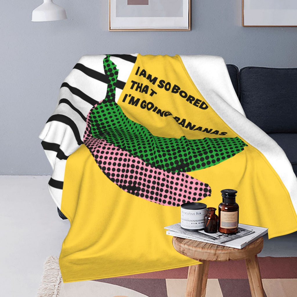 Personalized Poppy Banana Print Blanket Ultra-Soft Microfleece Cozy Fleece Throw