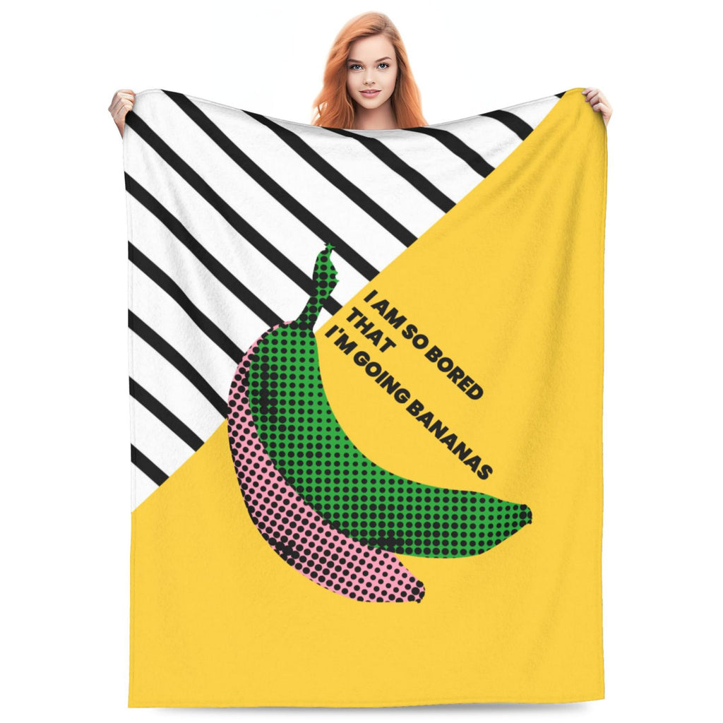 Personalized Poppy Banana Print Blanket Ultra-Soft Microfleece Cozy Fleece Throw