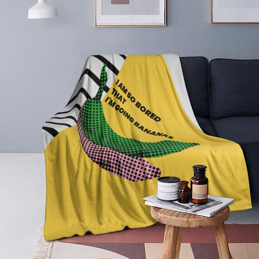 Personalized Poppy Banana Print Blanket Ultra-Soft Microfleece Cozy Fleece Throw