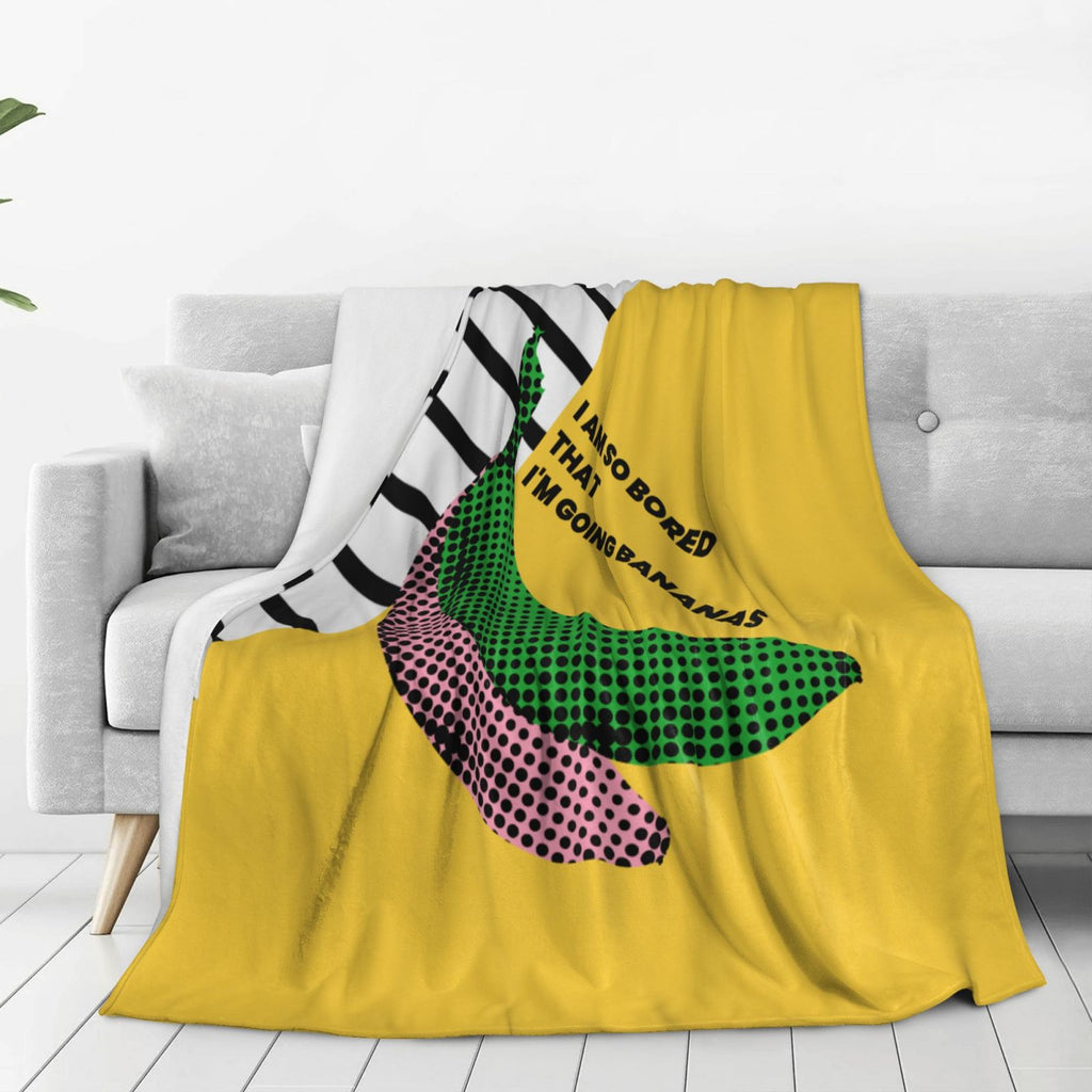 Personalized Poppy Banana Print Blanket Ultra-Soft Microfleece Cozy Fleece Throw