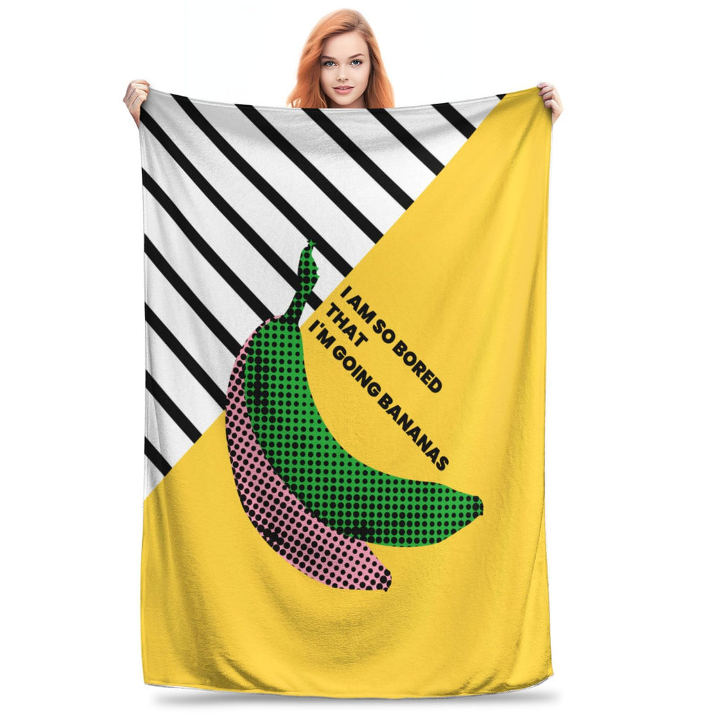 Personalized Poppy Banana Print Blanket Ultra-Soft Microfleece Cozy Fleece Throw