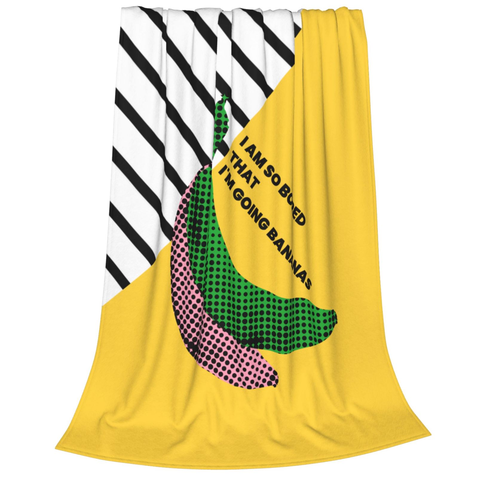 Personalized Poppy Banana Print Blanket Ultra-Soft Microfleece Cozy Fleece Throw