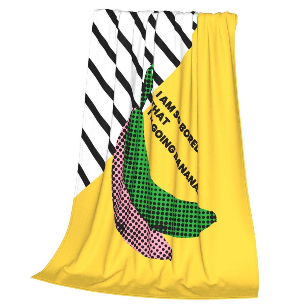Personalized Poppy Banana Print Blanket Ultra-Soft Microfleece Cozy Fleece Throw