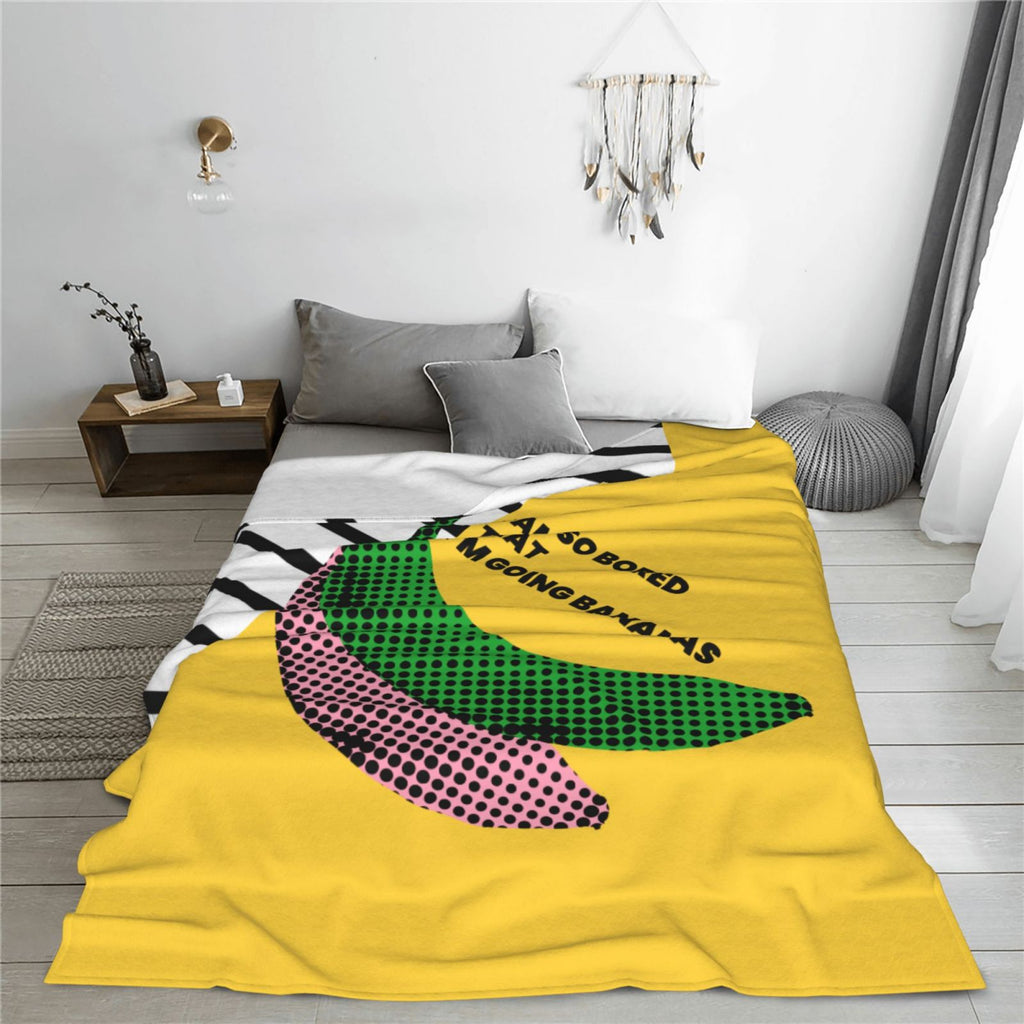 Personalized Poppy Banana Print Blanket Ultra-Soft Microfleece Cozy Fleece Throw