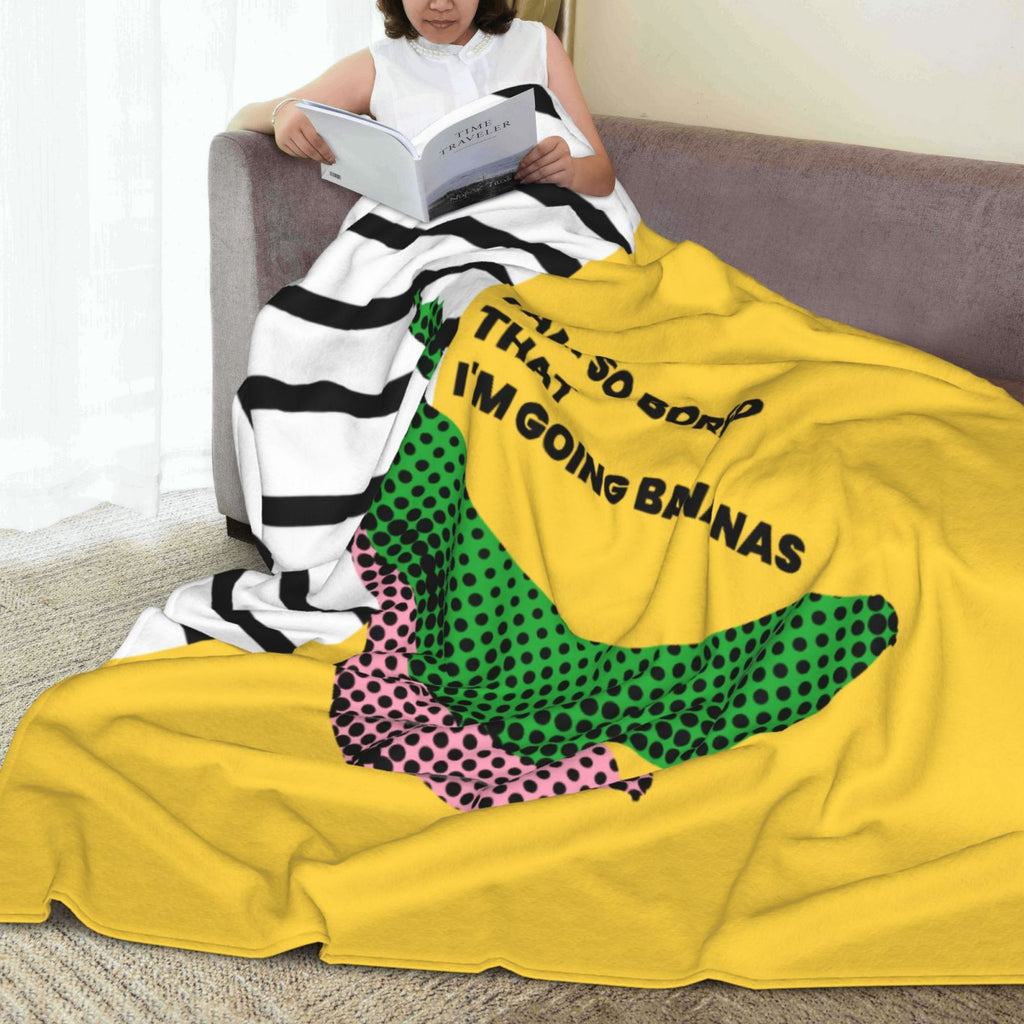 Personalized Poppy Banana Print Blanket Ultra-Soft Microfleece Cozy Fleece Throw