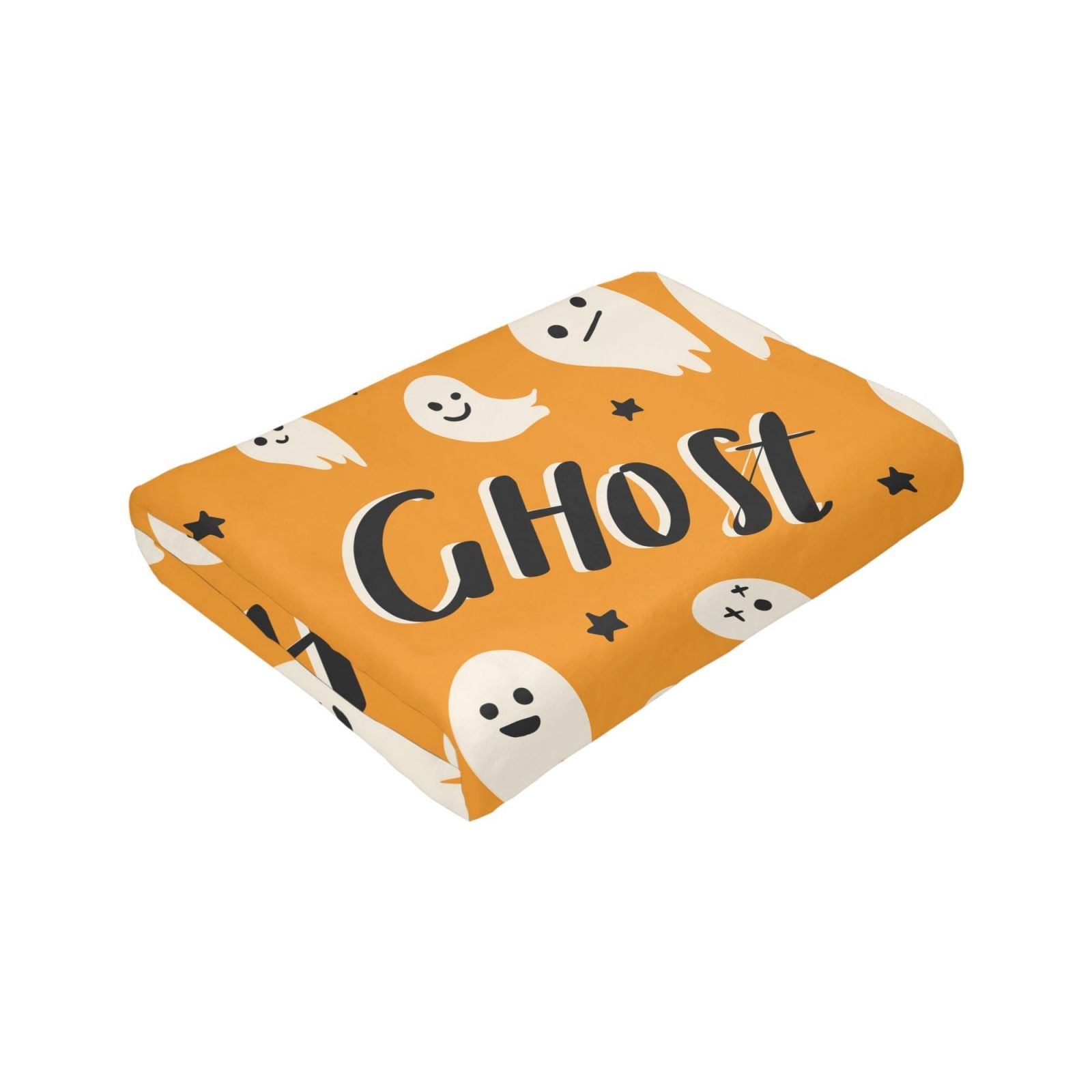 Personalized Print Cute Cartoon Ghost Yellow Blanket Ultra-Soft Cozy Fleece Throw