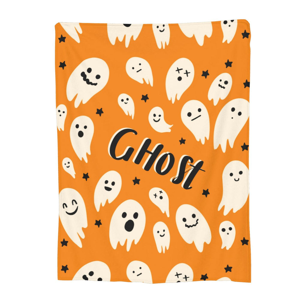 Personalized Print Cute Cartoon Ghost Yellow Blanket Ultra-Soft Cozy Fleece Throw