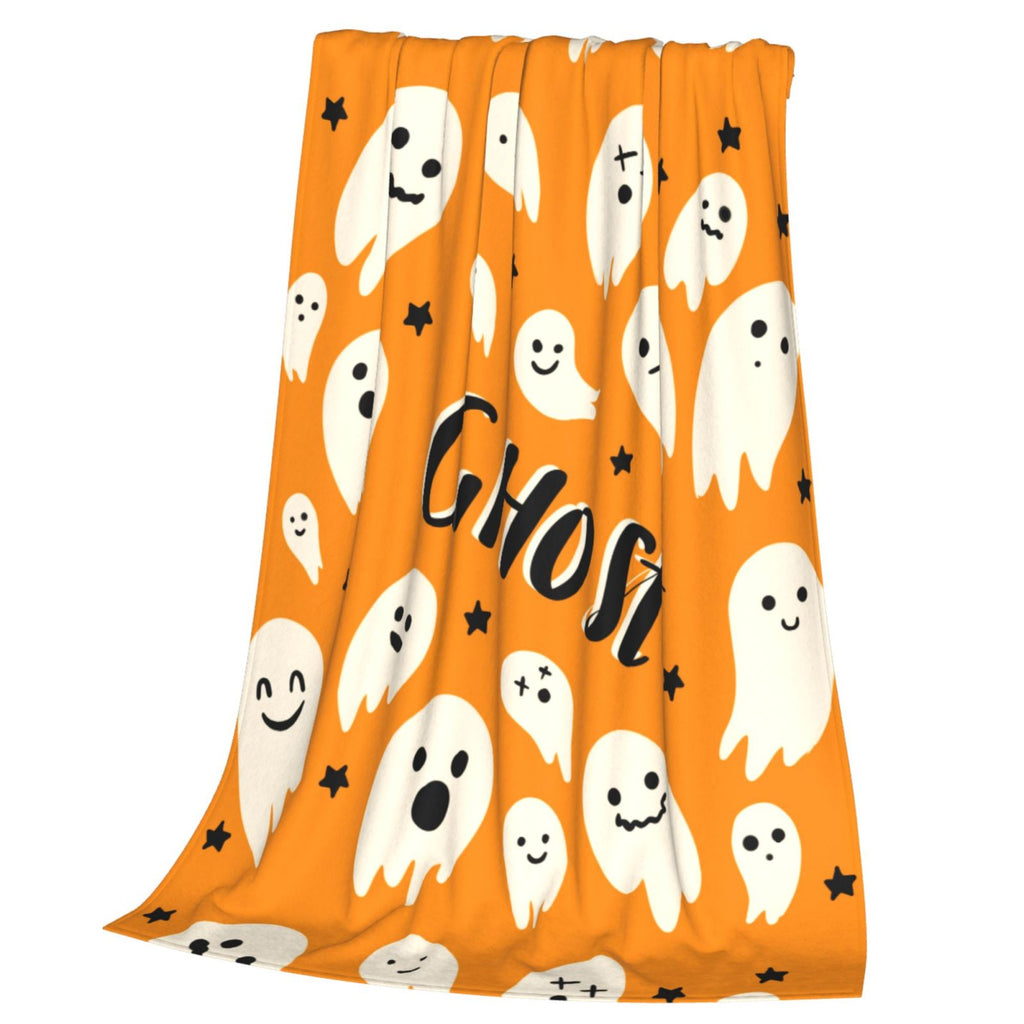 Personalized Print Cute Cartoon Ghost Yellow Blanket Ultra-Soft Cozy Fleece Throw