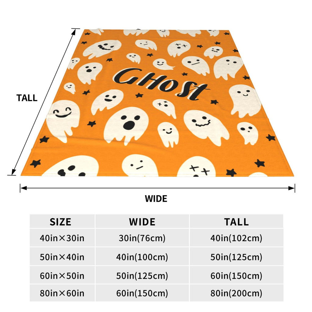 Personalized Print Cute Cartoon Ghost Yellow Blanket Ultra-Soft Cozy Fleece Throw