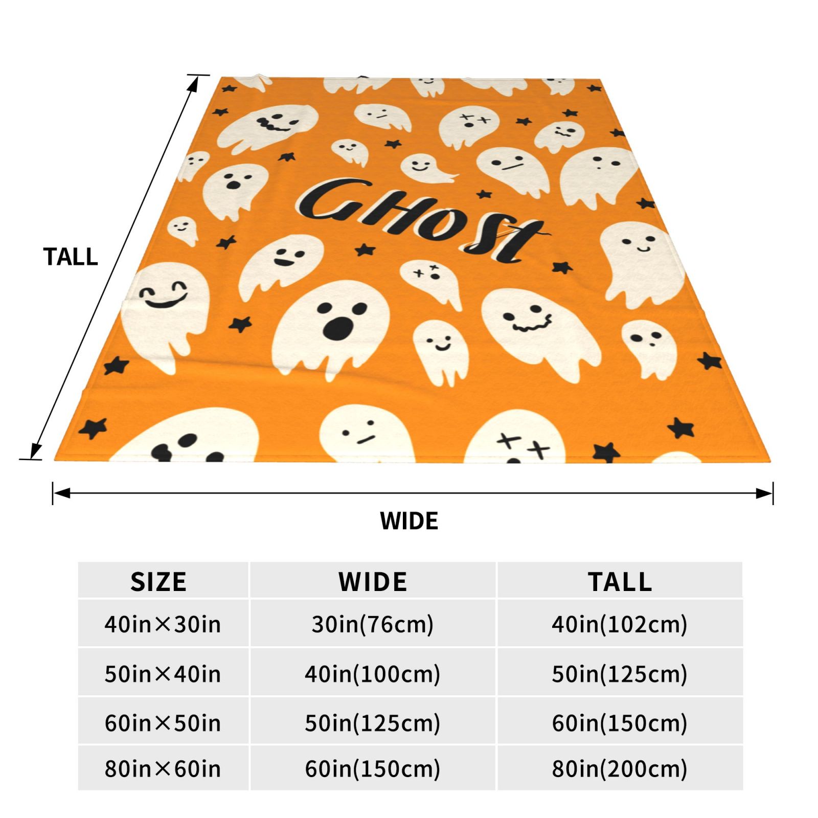 Personalized Print Cute Cartoon Ghost Yellow Blanket Ultra-Soft Cozy Fleece Throw