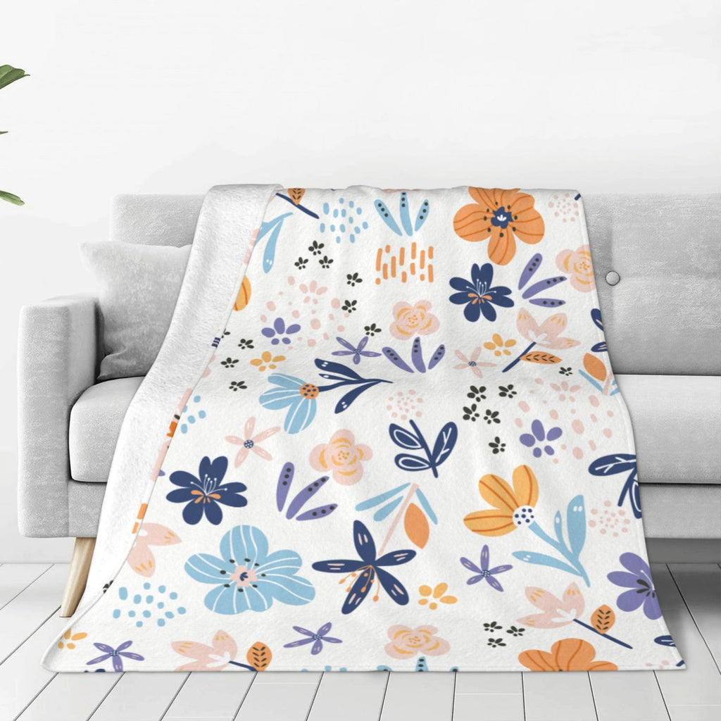  Personalized Print Throw Blanket Small Fresh Flowers For Couch-Ultra-Soft Micro Fleece Sofa Bed Camping Travel Throw