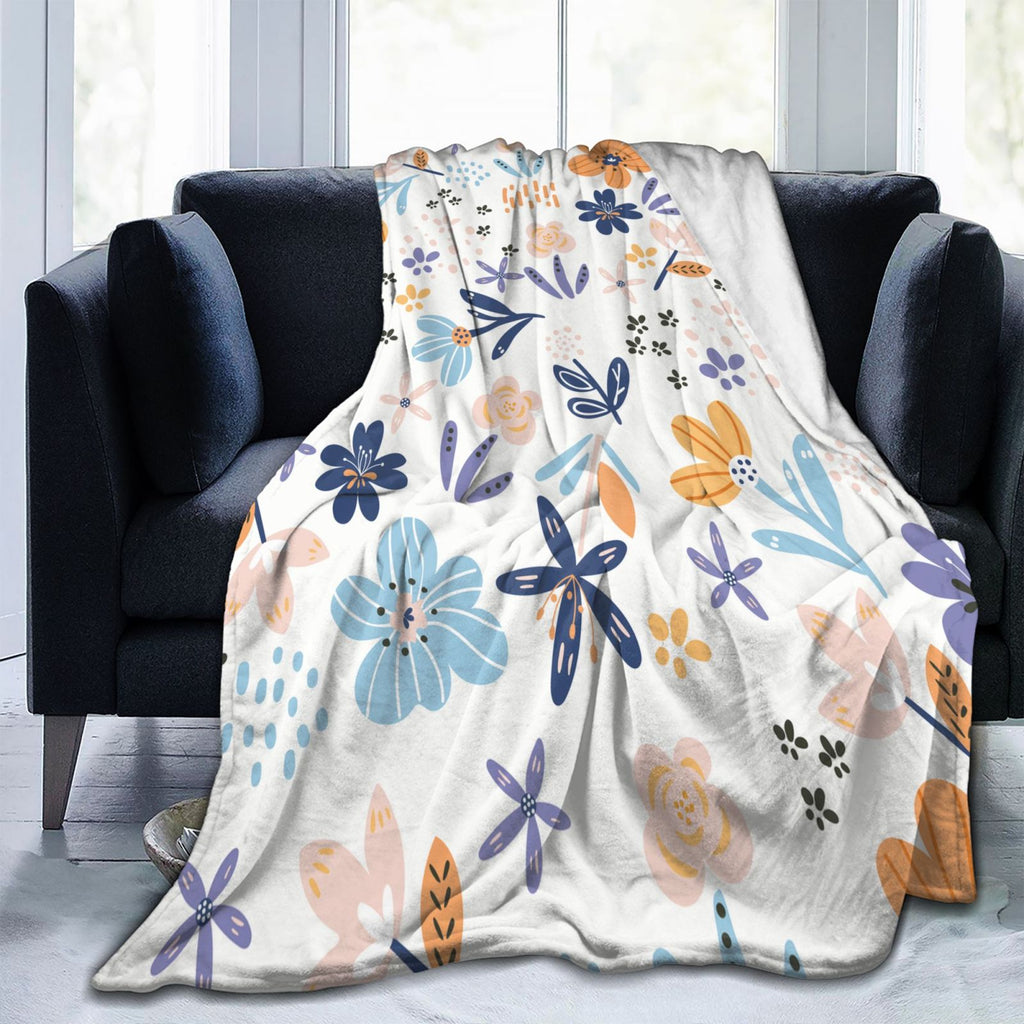  Personalized Print Throw Blanket Small Fresh Flowers For Couch-Ultra-Soft Micro Fleece Sofa Bed Camping Travel Throw
