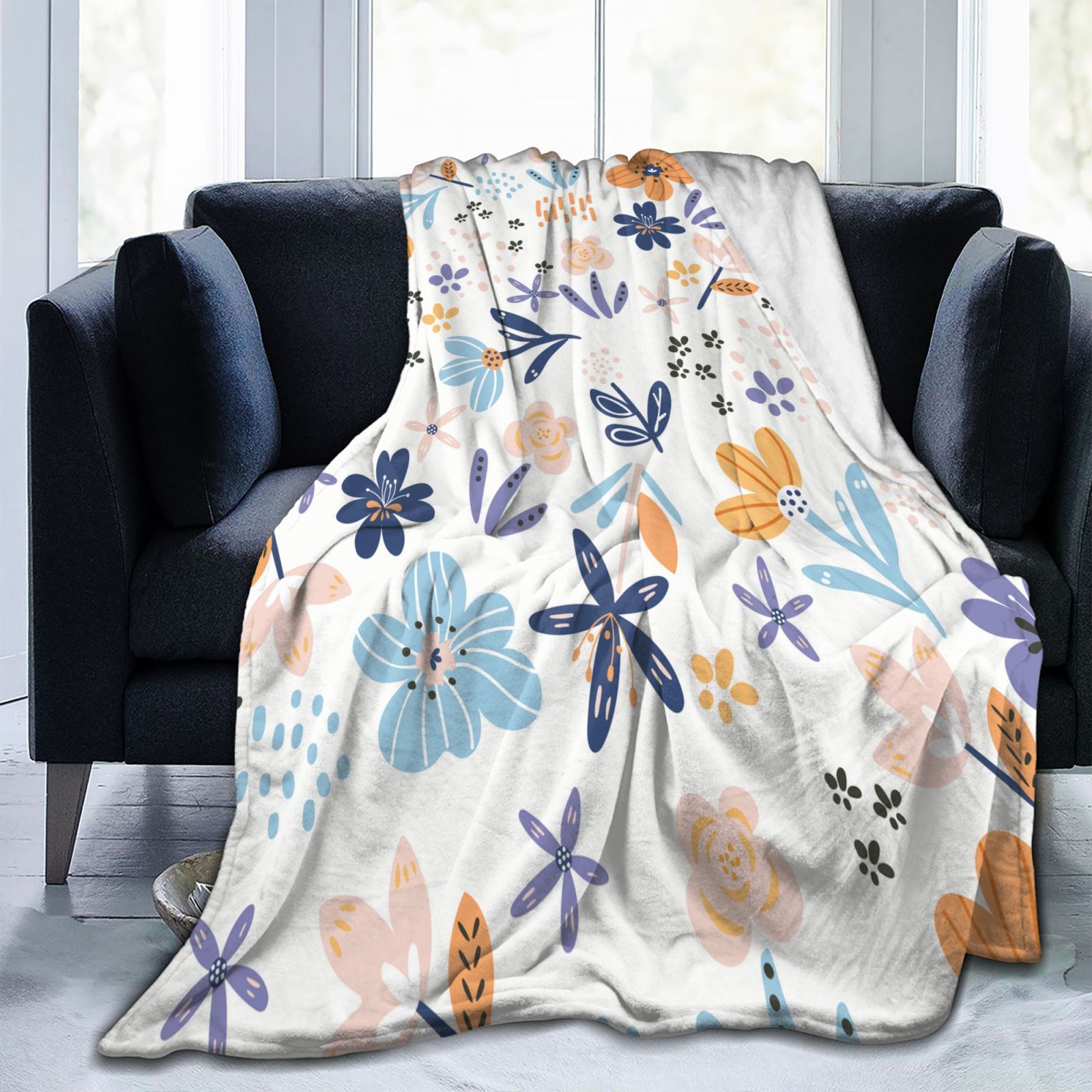  Personalized Print Throw Blanket Small Fresh Flowers For Couch-Ultra-Soft Micro Fleece Sofa Bed Camping Travel Throw