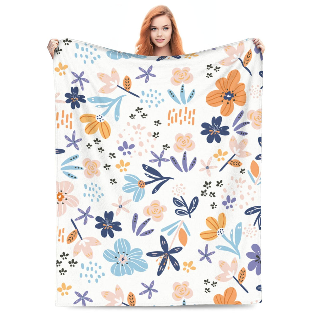  Personalized Print Throw Blanket Small Fresh Flowers For Couch-Ultra-Soft Micro Fleece Sofa Bed Camping Travel Throw