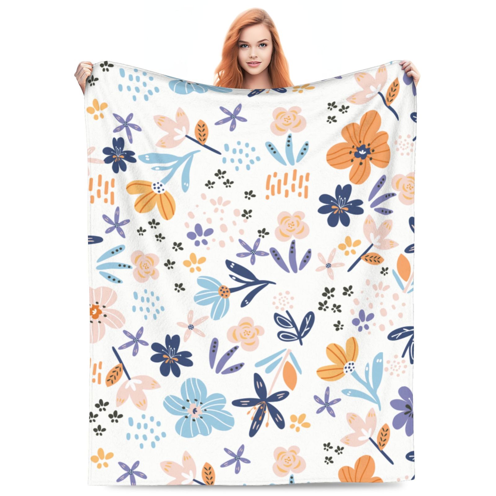  Personalized Print Throw Blanket Small Fresh Flowers For Couch-Ultra-Soft Micro Fleece Sofa Bed Camping Travel Throw