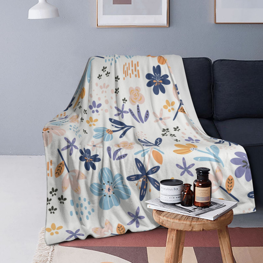  Personalized Print Throw Blanket Small Fresh Flowers For Couch-Ultra-Soft Micro Fleece Sofa Bed Camping Travel Throw