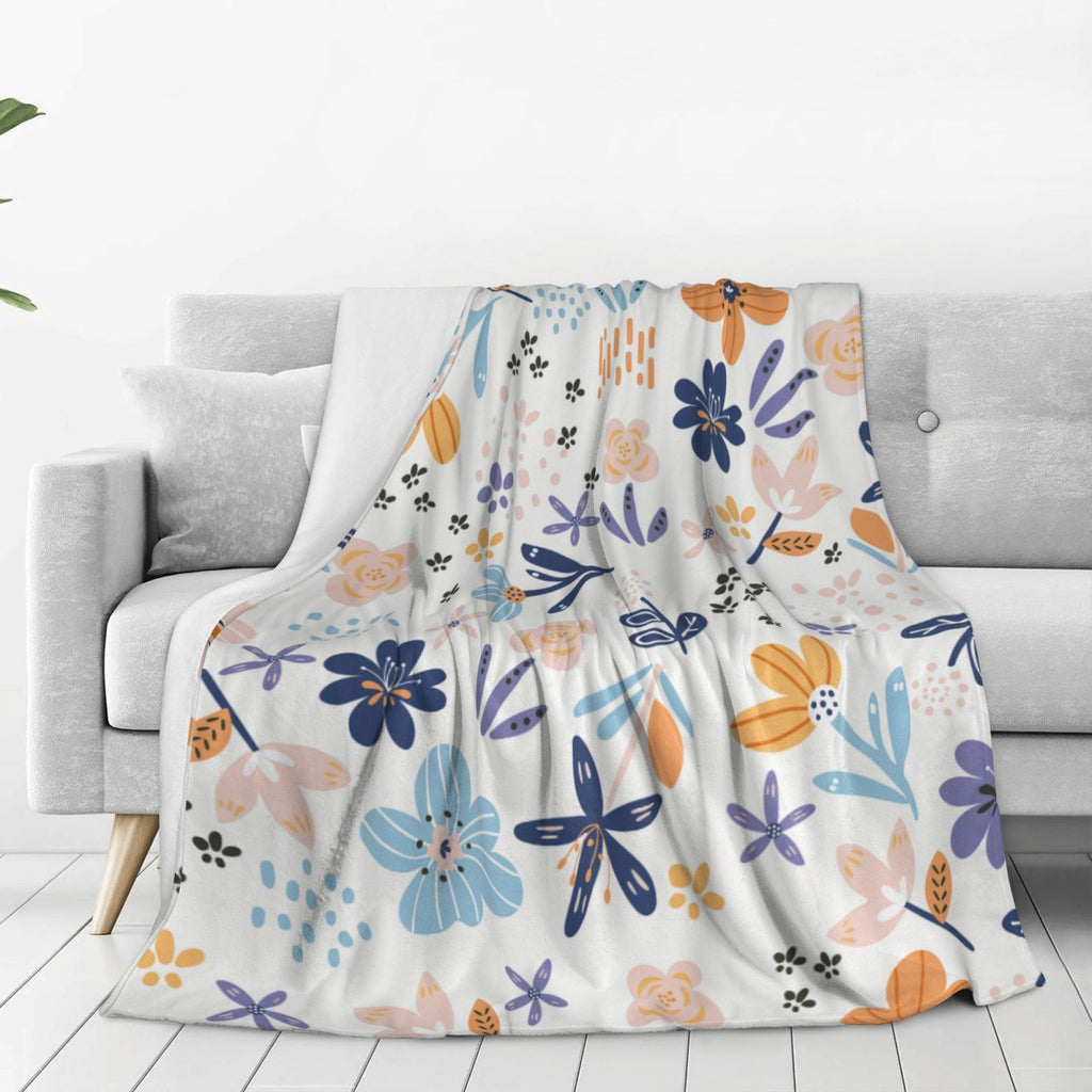  Personalized Print Throw Blanket Small Fresh Flowers For Couch-Ultra-Soft Micro Fleece Sofa Bed Camping Travel Throw