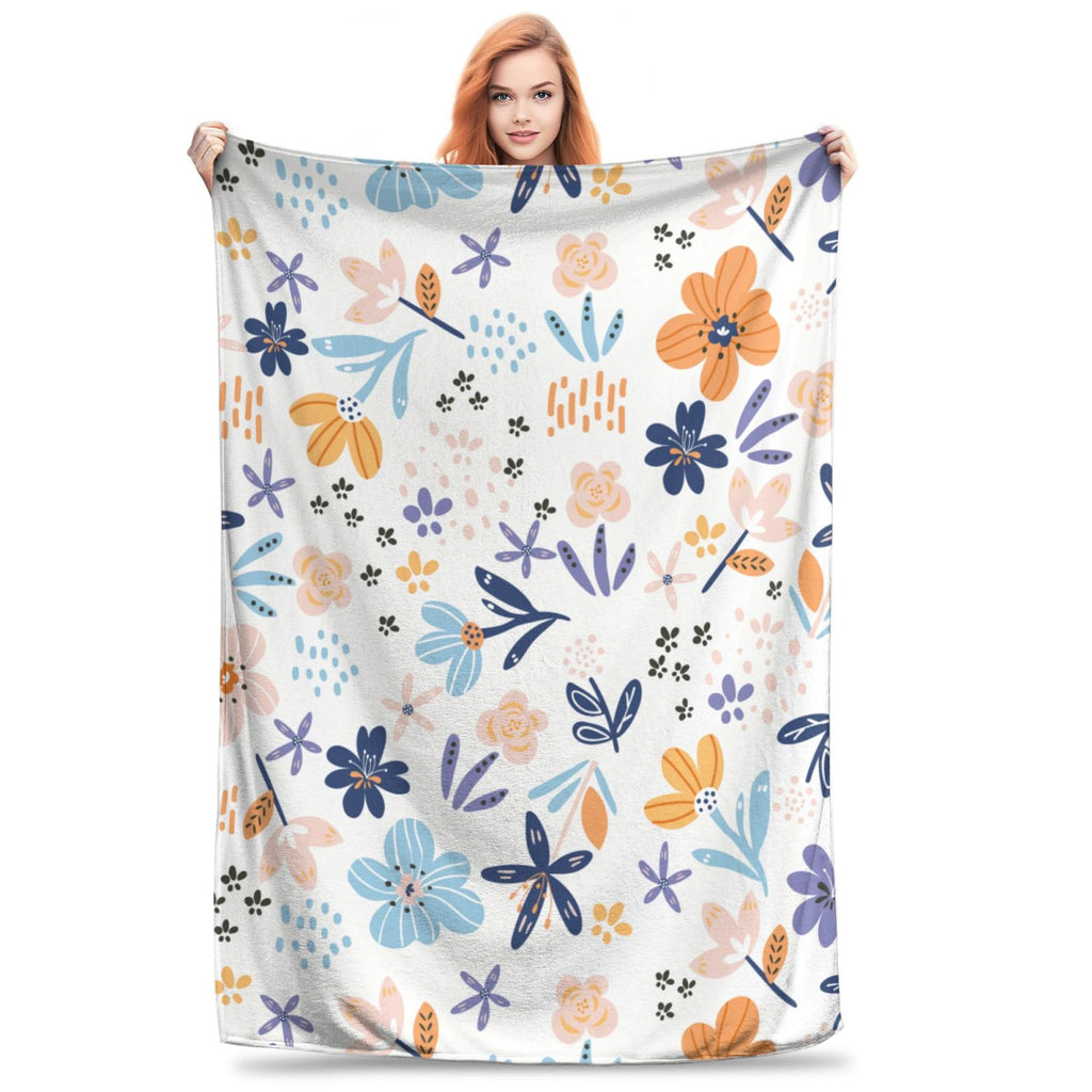  Personalized Print Throw Blanket Small Fresh Flowers For Couch-Ultra-Soft Micro Fleece Sofa Bed Camping Travel Throw