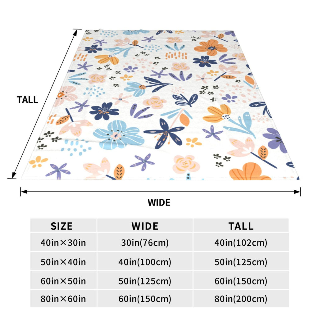  Personalized Print Throw Blanket Small Fresh Flowers For Couch-Ultra-Soft Micro Fleece Sofa Bed Camping Travel Throw