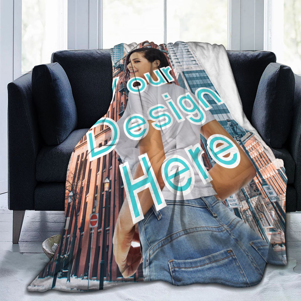 Personalized Your Design Print Blanket Ultra-Soft Microfleece Cozy Fleece Throw