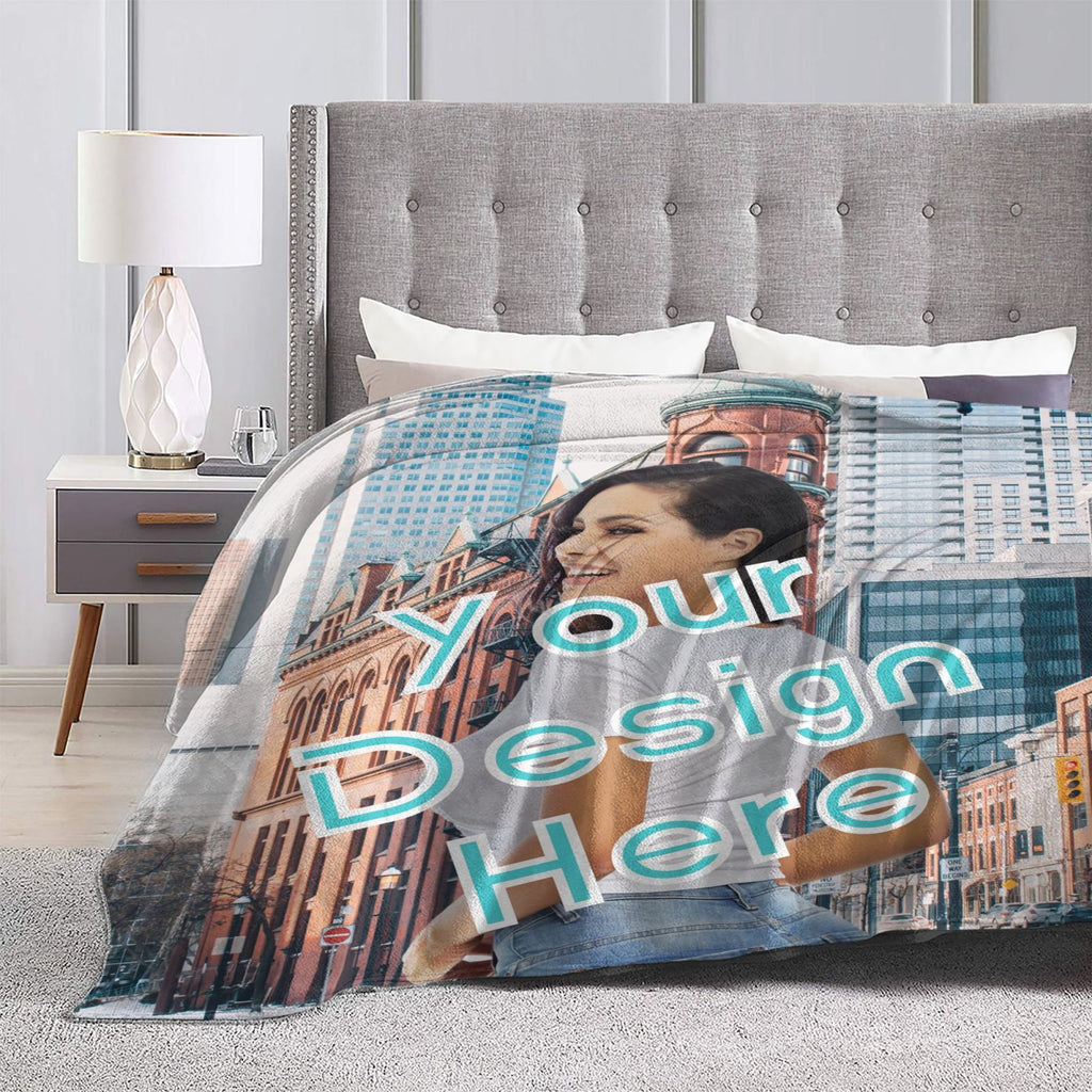 Personalized Your Design Print Blanket Ultra-Soft Microfleece Cozy Fleece Throw