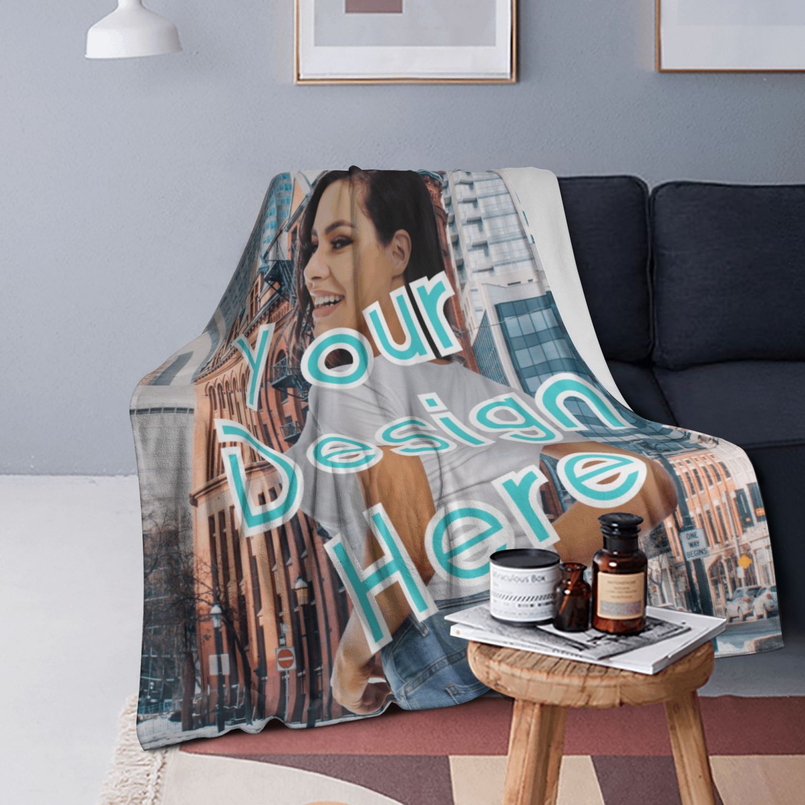 Personalized Your Design Print Blanket Ultra-Soft Microfleece Cozy Fleece Throw