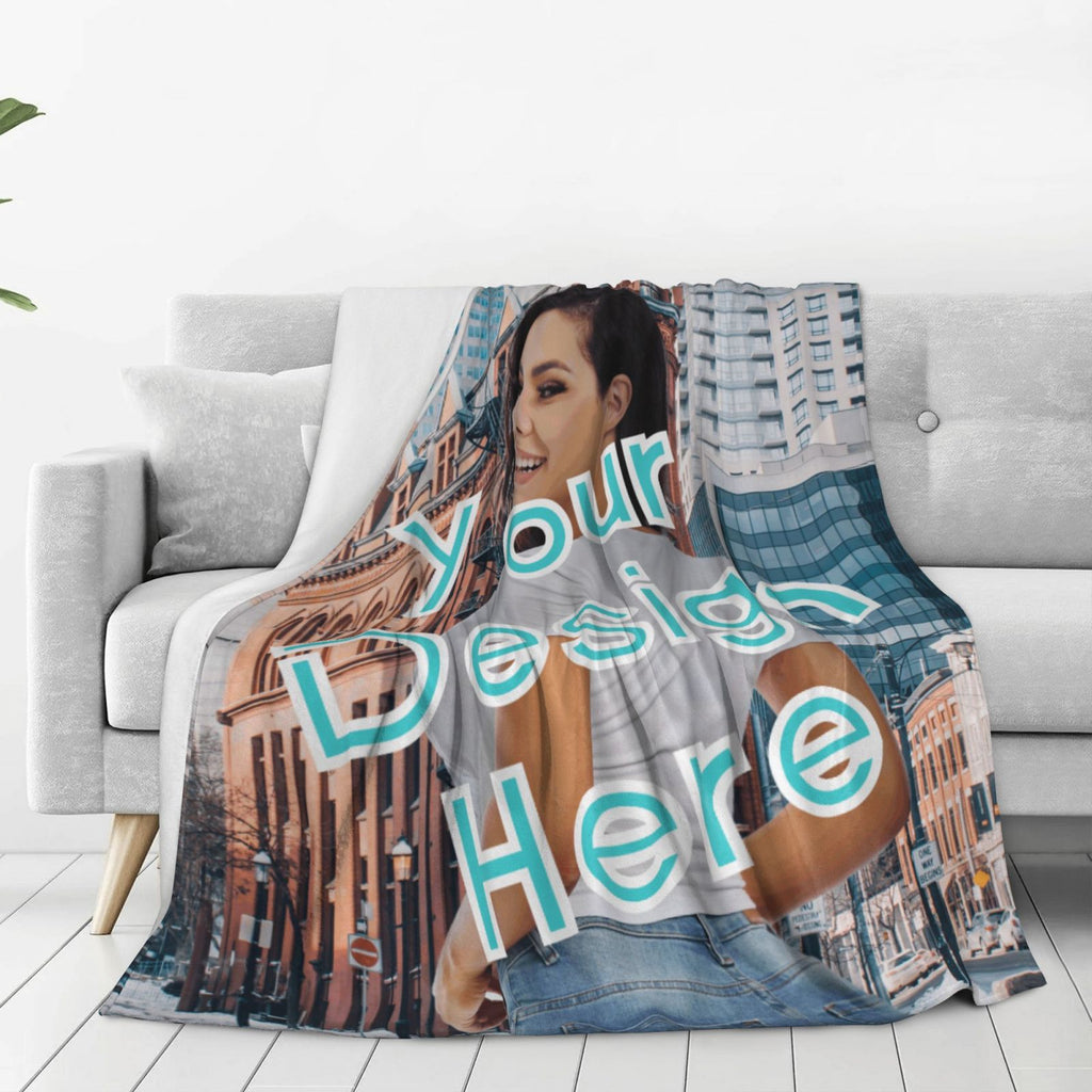 Personalized Your Design Print Blanket Ultra-Soft Microfleece Cozy Fleece Throw