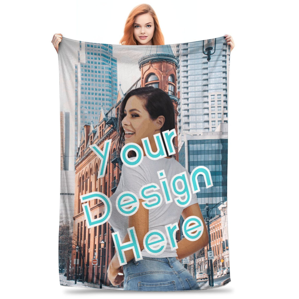 Personalized Your Design Print Blanket Ultra-Soft Microfleece Cozy Fleece Throw