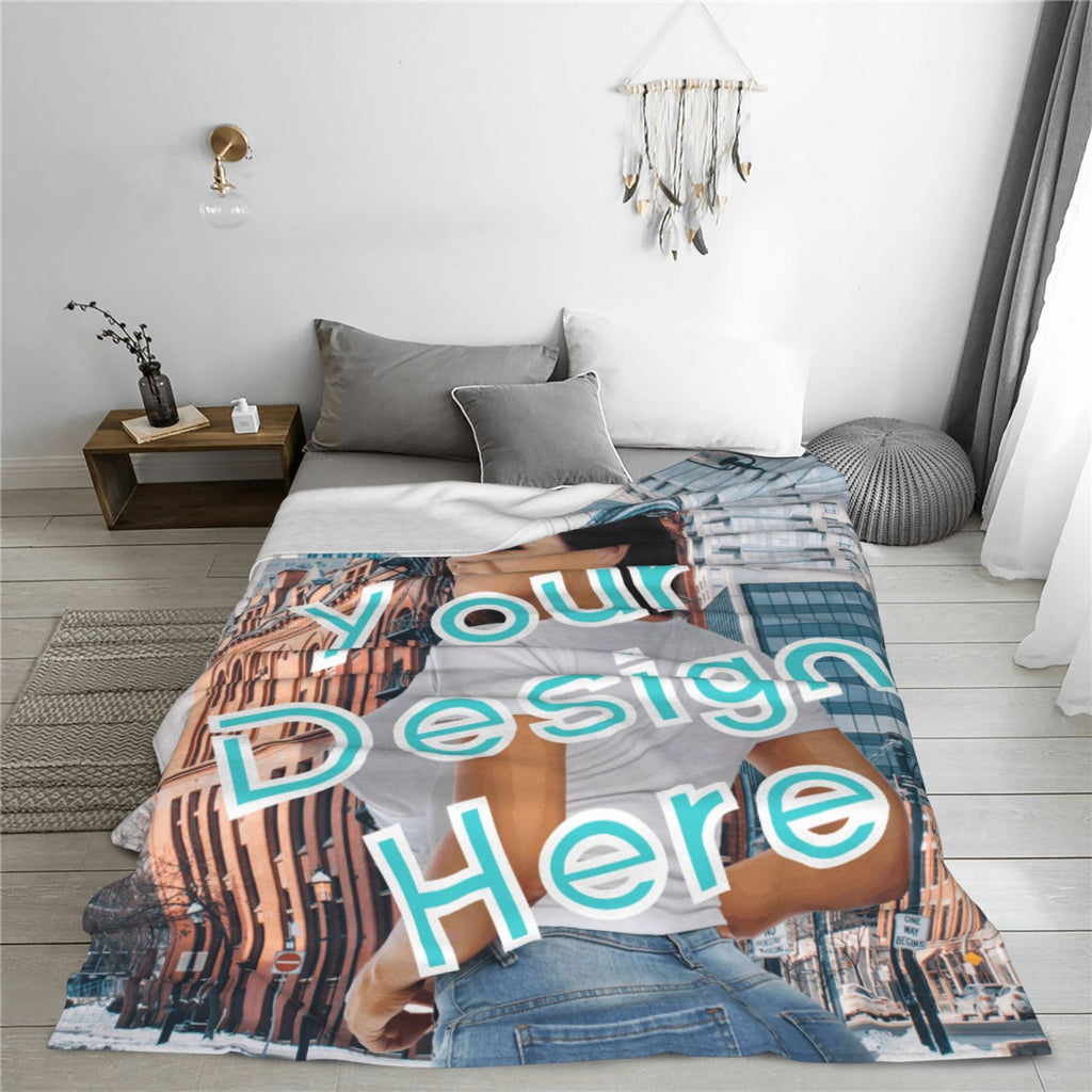 Personalized Your Design Print Blanket Ultra-Soft Microfleece Cozy Fleece Throw