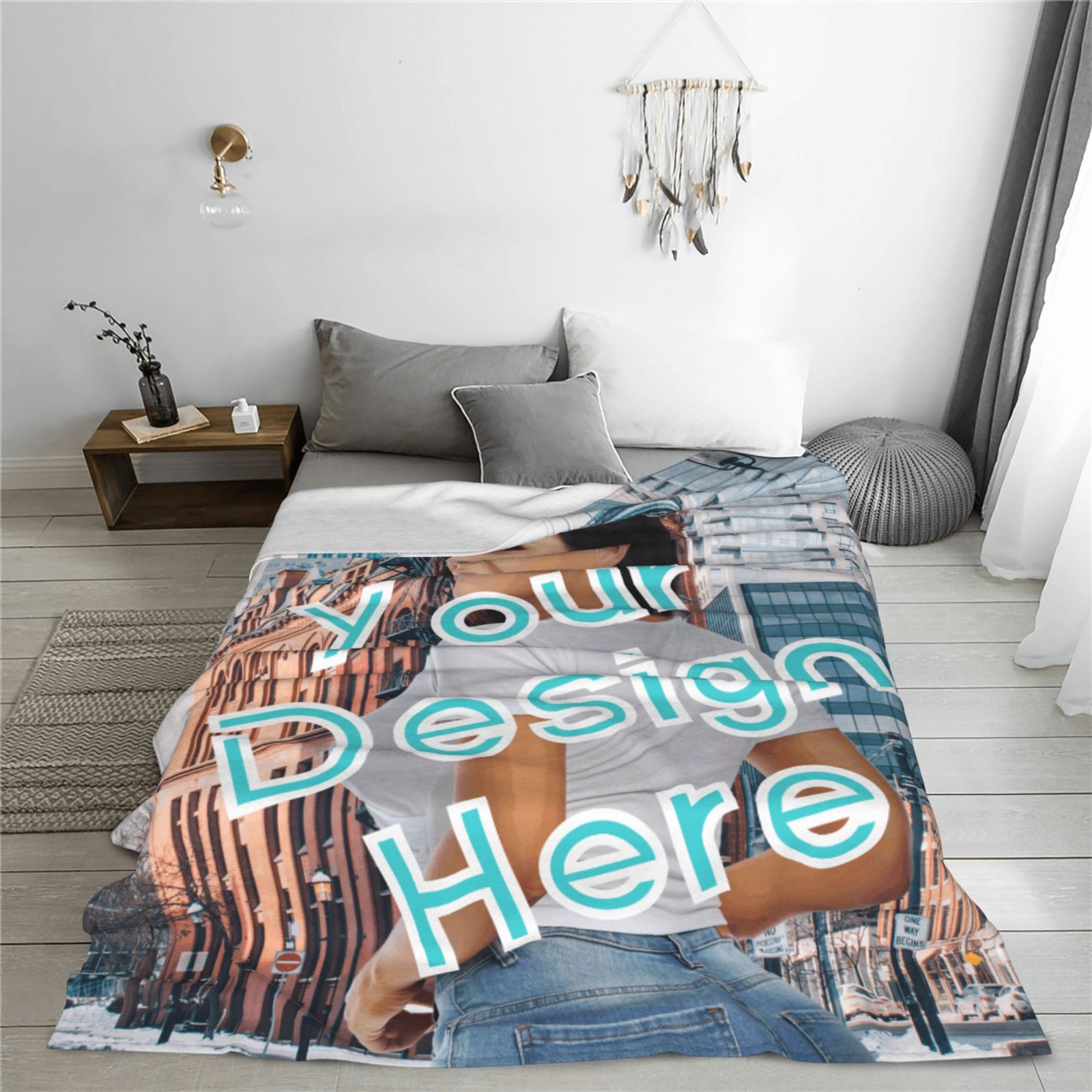 Personalized Your Design Print Blanket Ultra-Soft Microfleece Cozy Fleece Throw